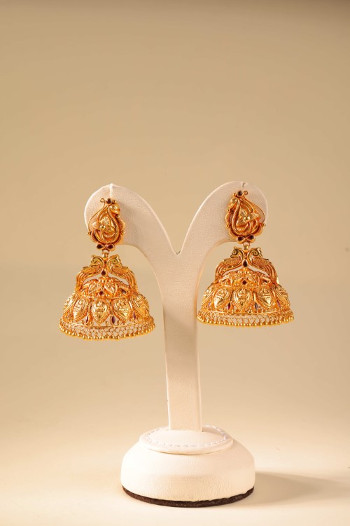 Gold jhumka earrings